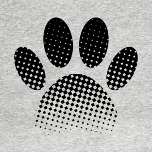 Check Pattern Halftone Dog Paw Print T-Shirt